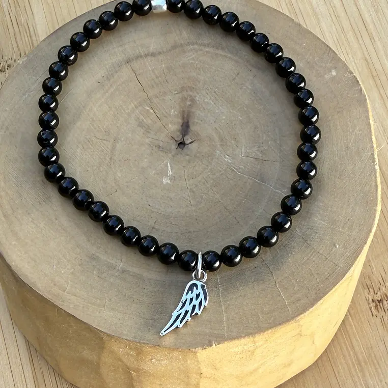 Pulsera elástica Alita de plata 950 con mostacillas de piedras 3