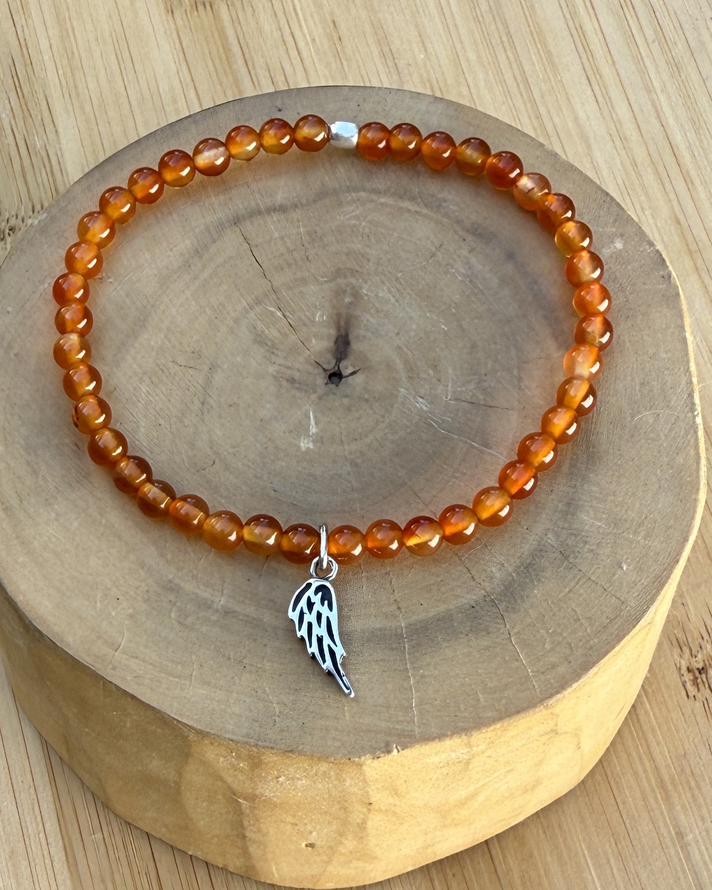 Pulsera elástica Alita de plata 950 con mostacillas de piedras 4