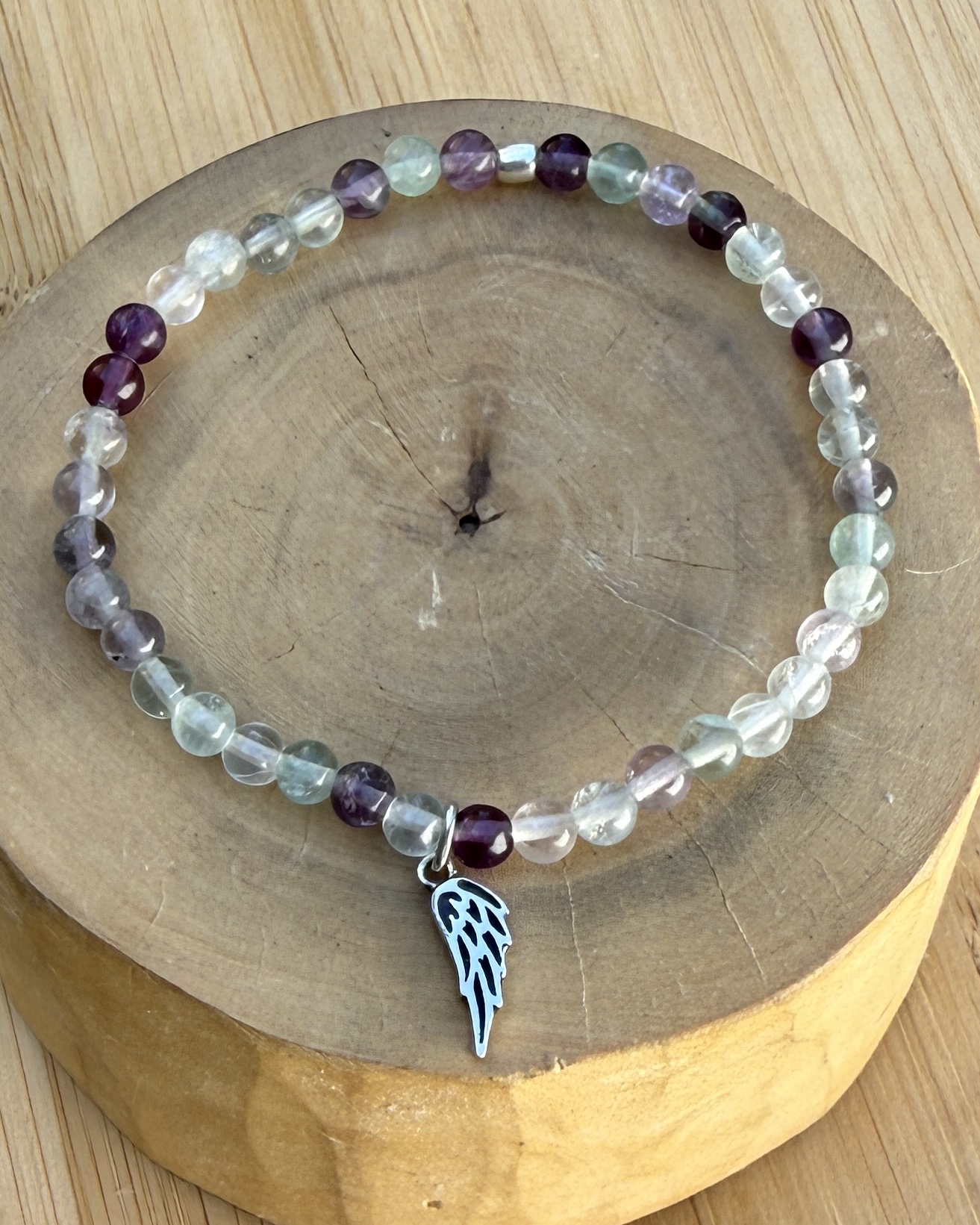 Pulsera elástica Alita de plata 950 con mostacillas de piedras 5
