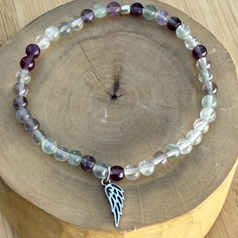Pulsera elástica Alita de plata 950 con mostacillas de piedras 5