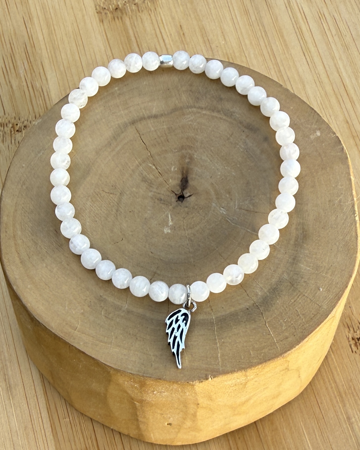 Pulsera elástica Alita de plata 950 con mostacillas de piedras 6