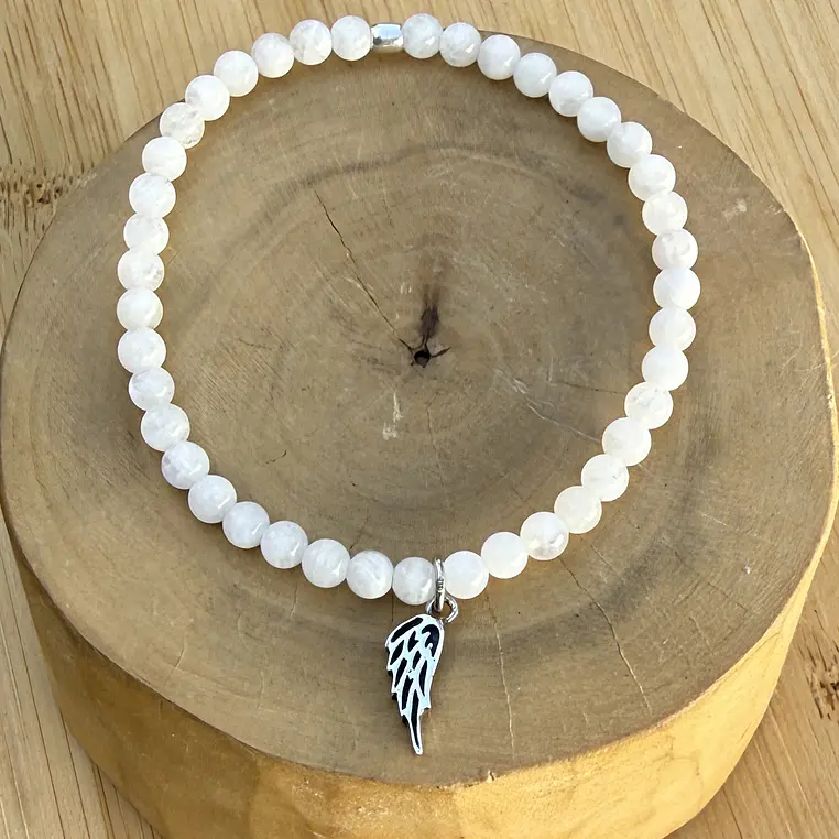 Pulsera elástica Alita de plata 950 con mostacillas de piedras 6