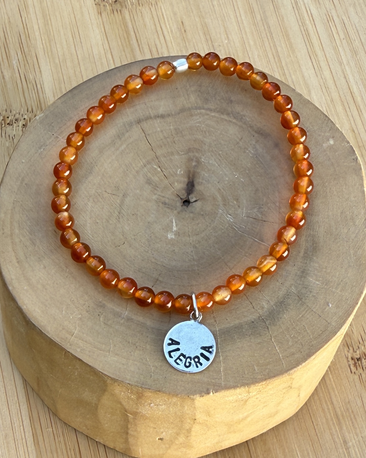 Pulsera Elástica Alegría Plata 950 con Mostacillas de Piedras  1