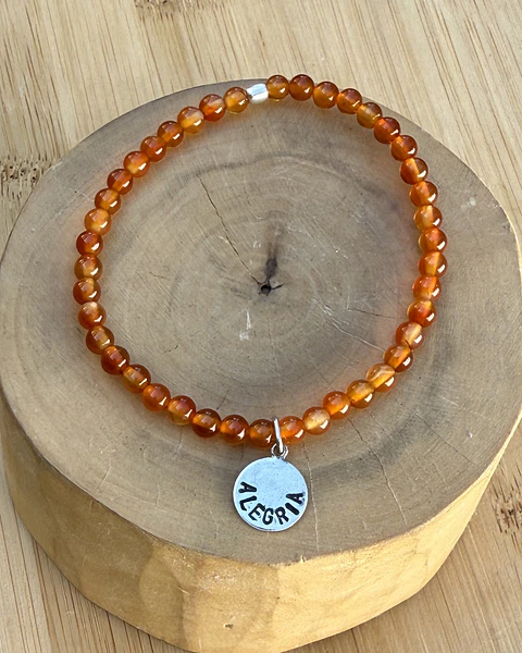Pulsera Elástica Alegría Plata 950 con Mostacillas de Piedras 