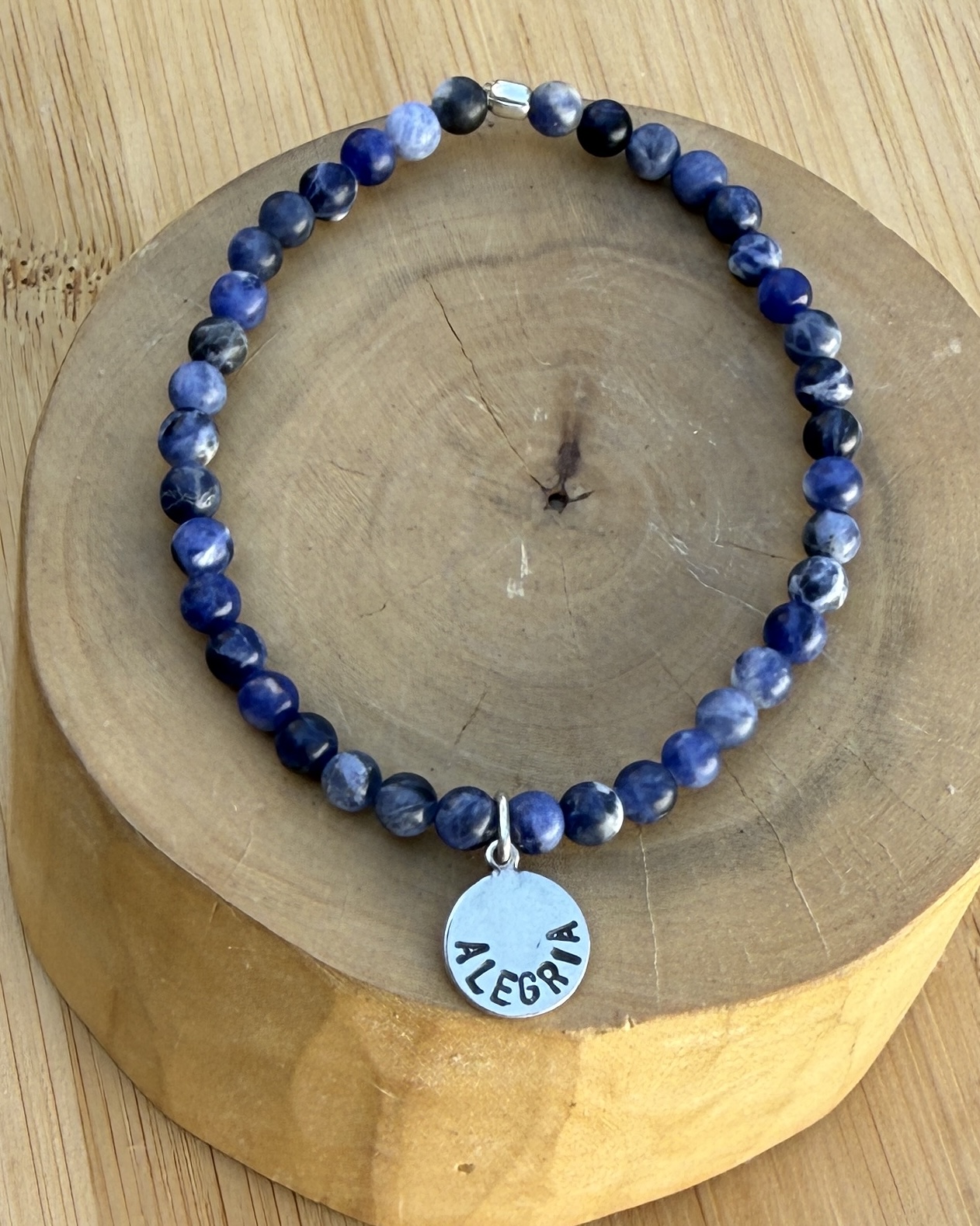 Pulsera Elástica Alegría Plata 950 con Mostacillas de Piedras  2