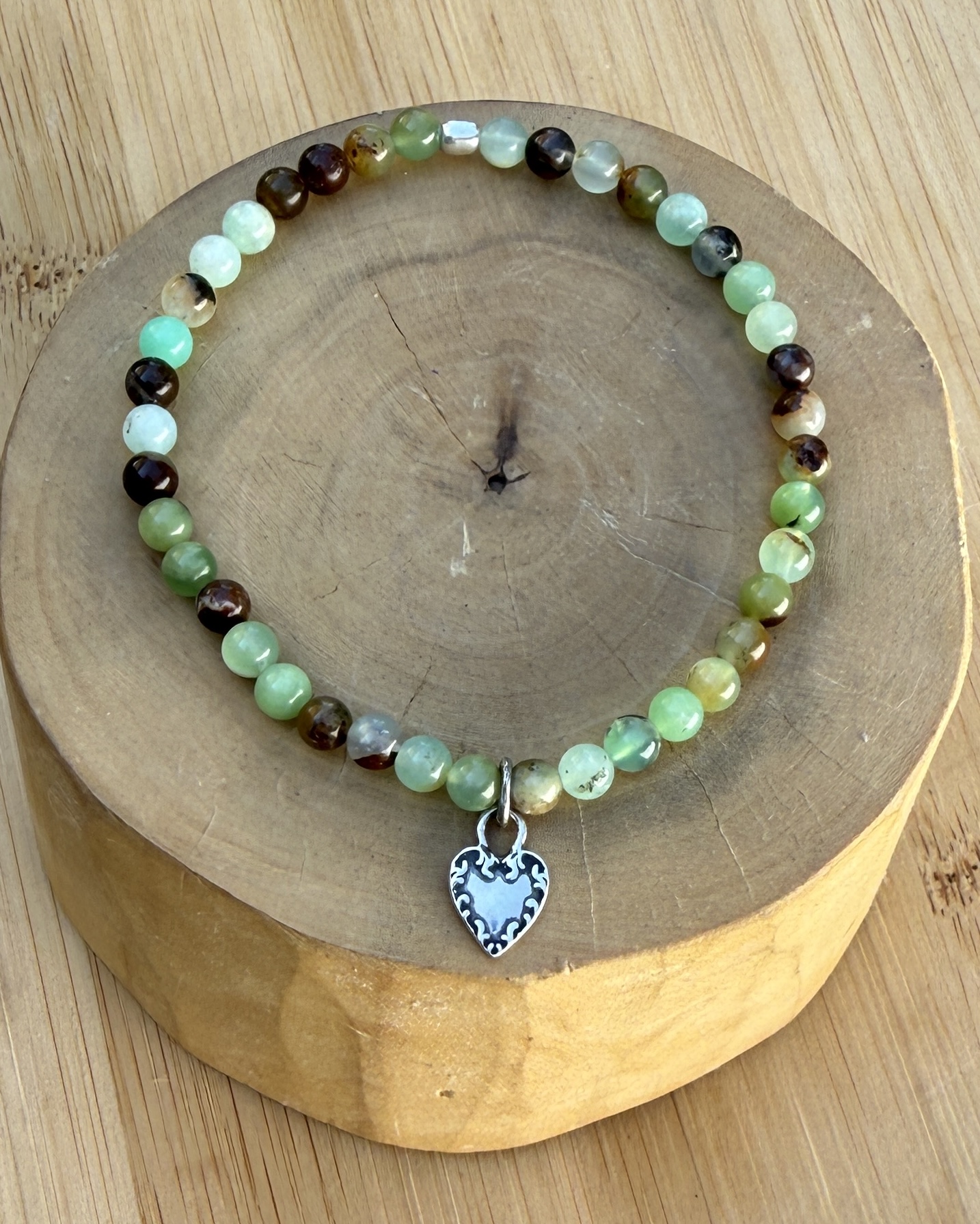 Pulsera Elástica Medalla Corazón Candado Plata 950 con Mostacillas de Piedras  3