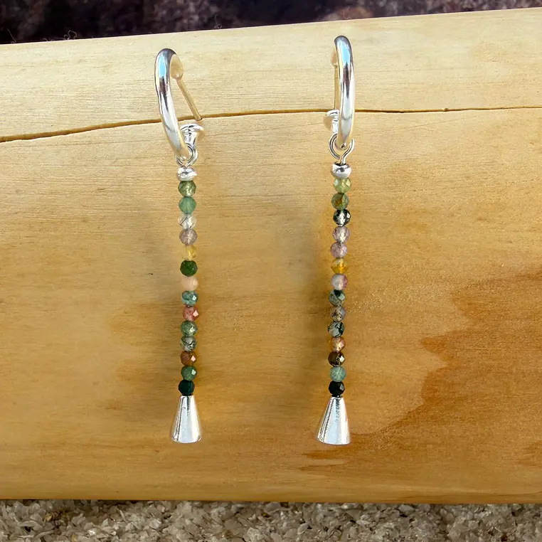 Aros campanita con Mostacillas de Piedra y Plata 950 1