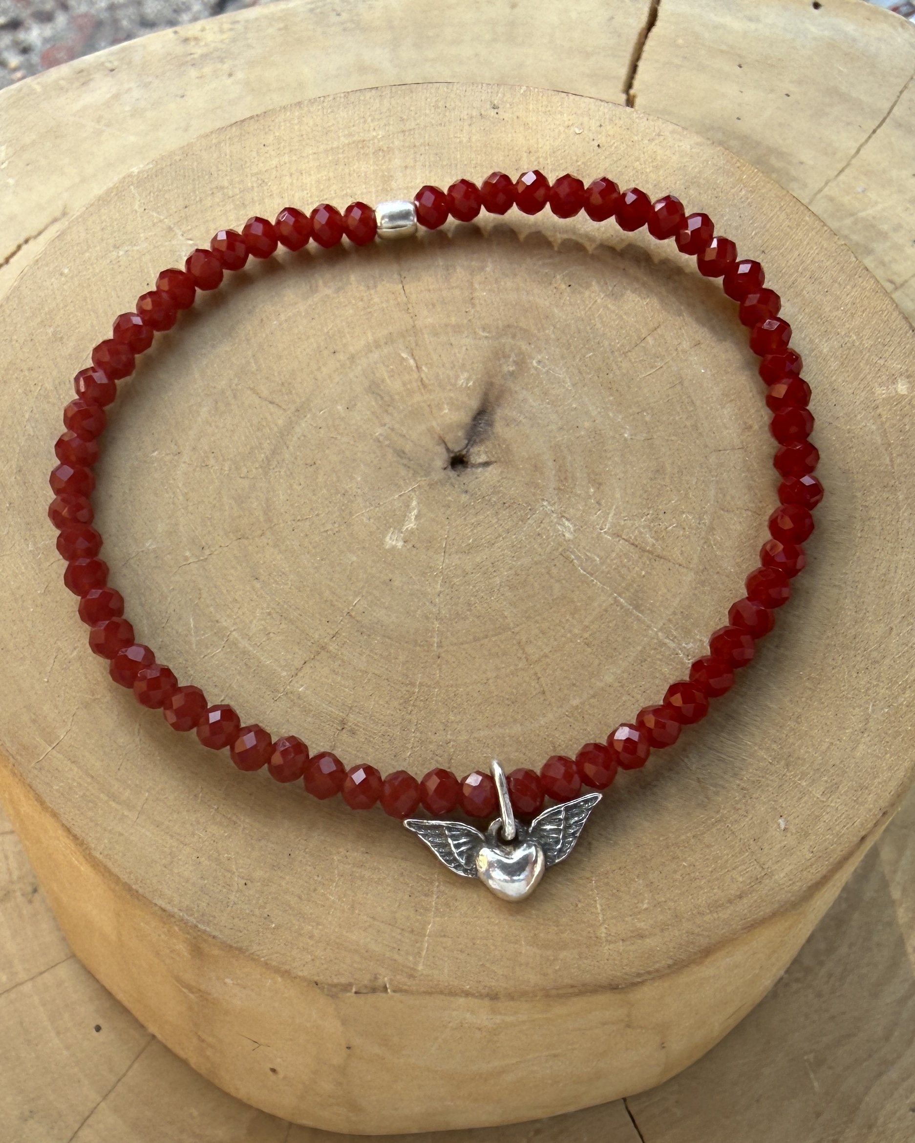 Pulsera Elástica Medalla con Alas Plata 950 con Mostacillas de Piedras  1