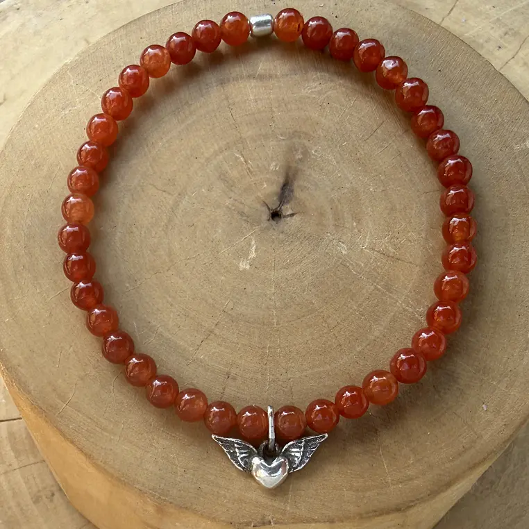 Pulsera elástica Corazón con Alas de  plata 950 y piedras  4