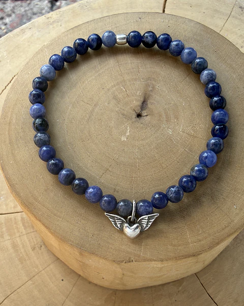 Pulsera Elástica Medalla con Alas Plata 950 con Mostacillas de Piedras 