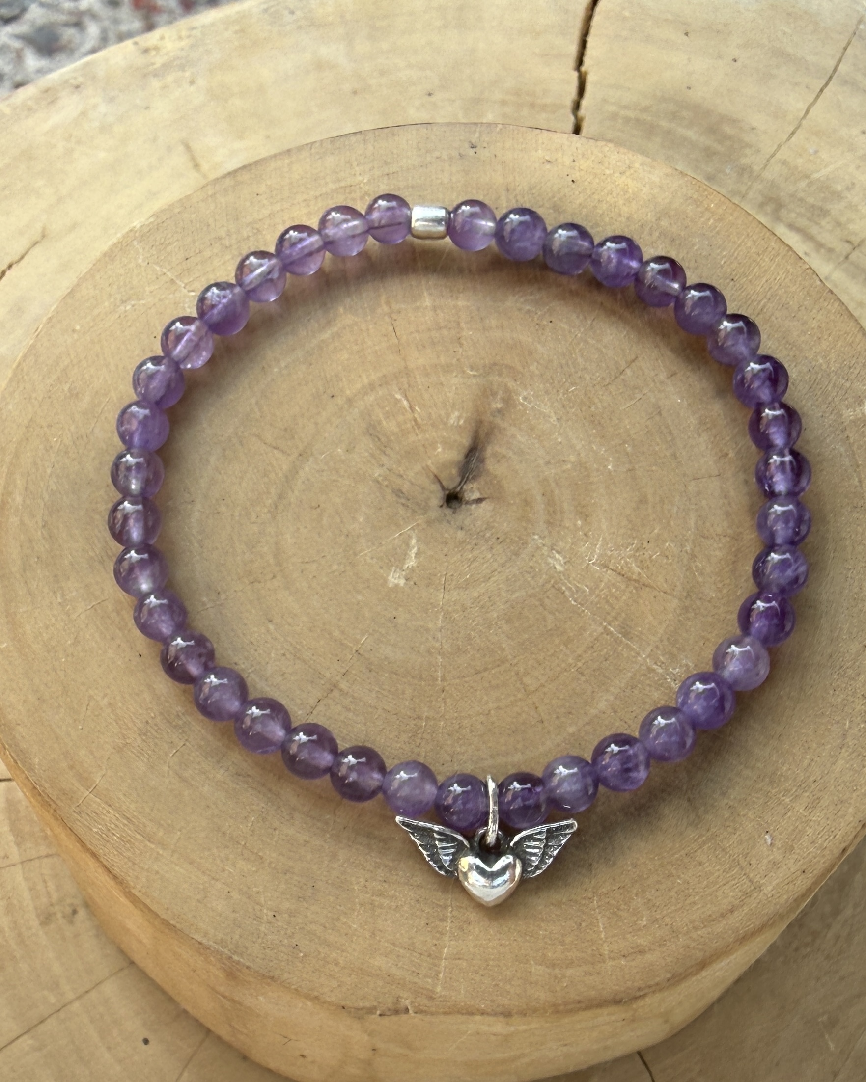 Pulsera Elástica Medalla con Alas Plata 950 con Mostacillas de Piedras  3