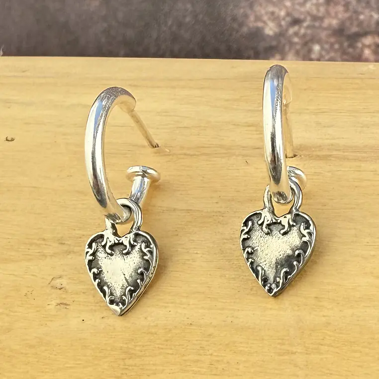 Aros con Corazón Raíz de Plata 950 1
