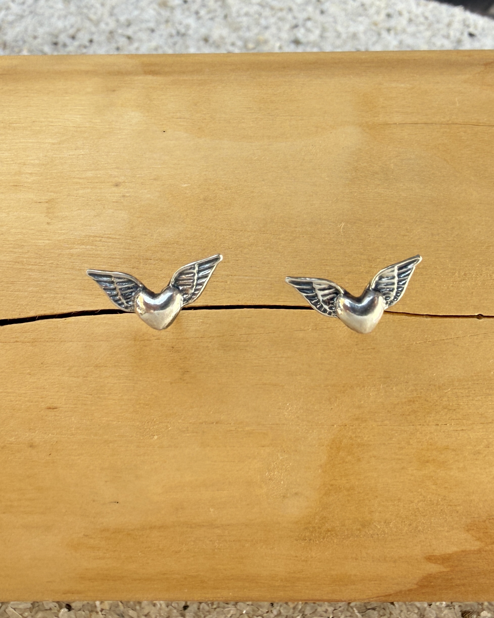 Aros Corazón con Alas de Plata 950 1