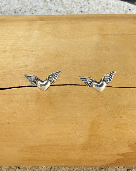 Aros Corazón con Alas de Plata 950