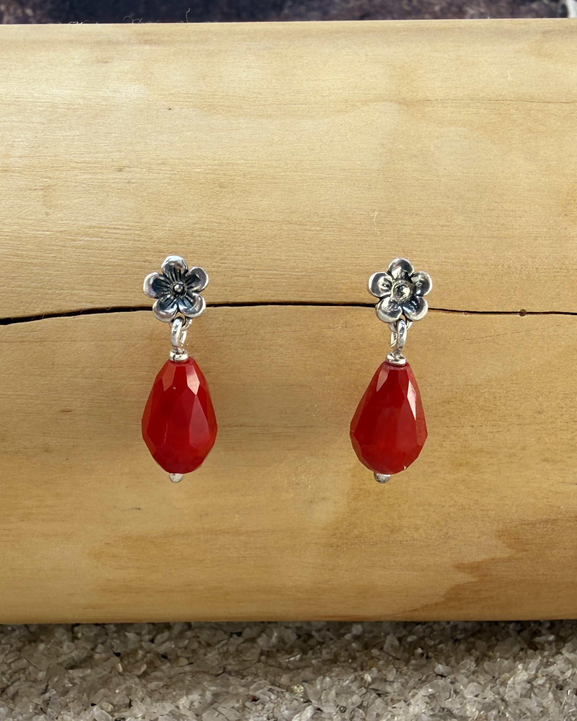 Aros Florcita de plata 950 y Piedras 2