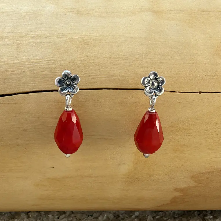 Aros Florcita de plata 950 y Piedras 2