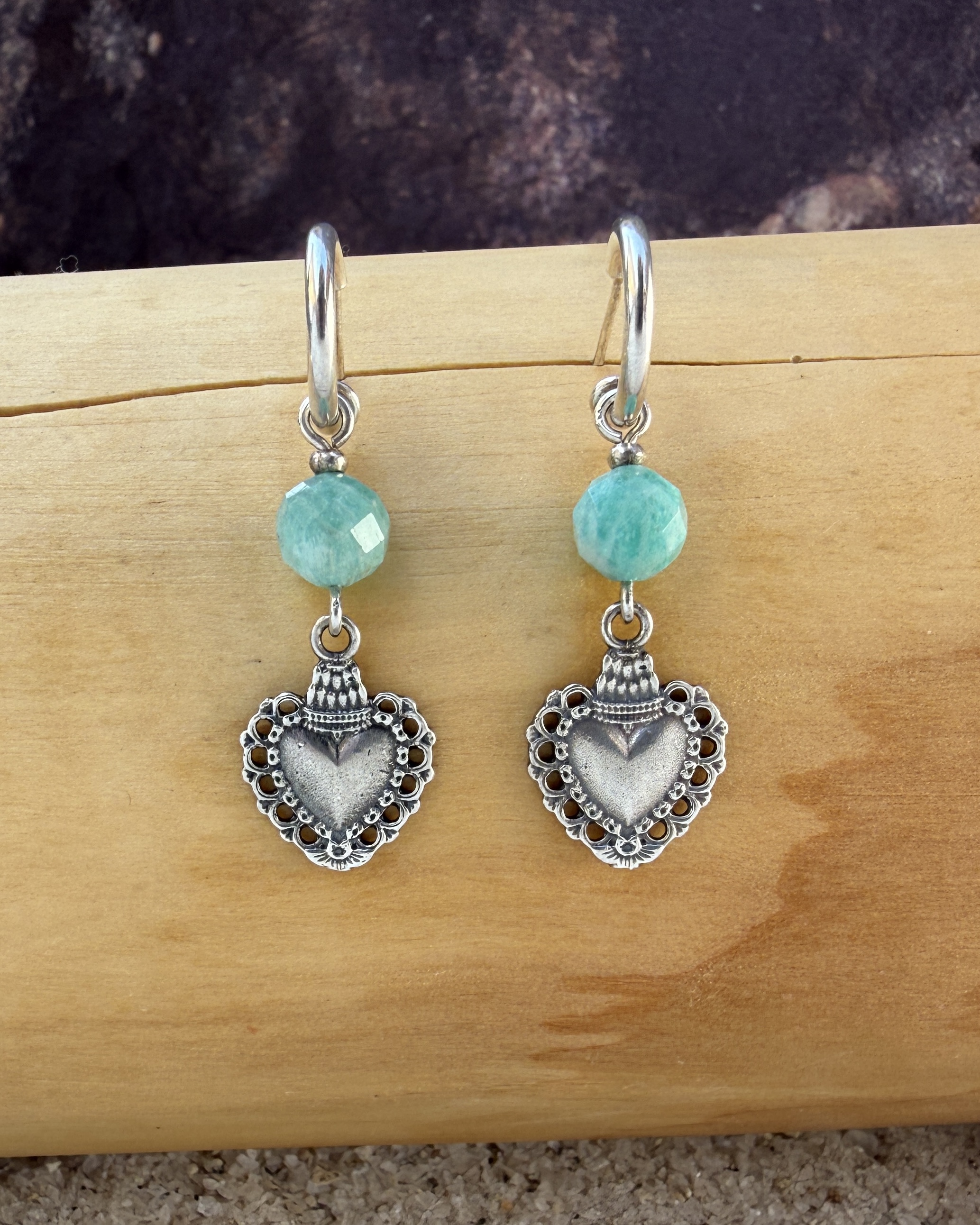 Aros argolla Corazón coronado plata 950 y piedras  1