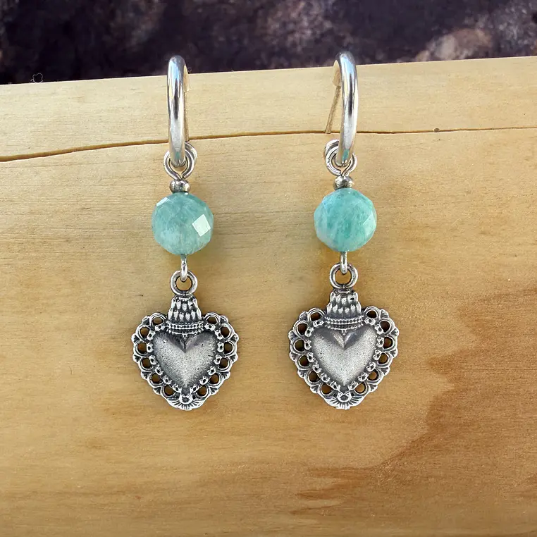 Aros Corazón coronado plata 950 y piedras  1