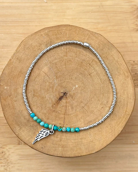 Pulsera elástica Alita Plata 950 con Mostacillas Plata 1000 y piedras