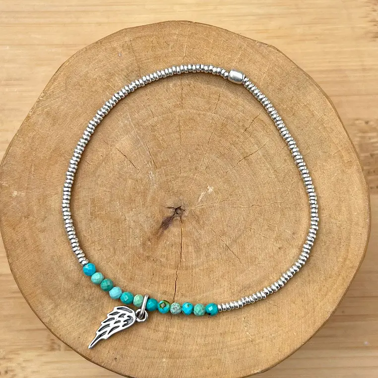 Pulsera elástica Alita Plata 950 con Mostacillas Plata 1000 y piedras 1