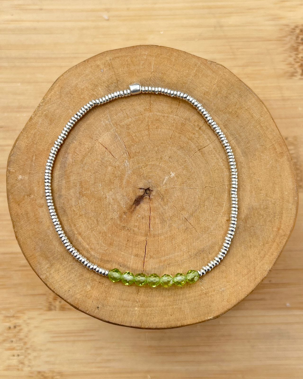 Pulsera elástica de mostacillas de plata 1000 y piedras 5