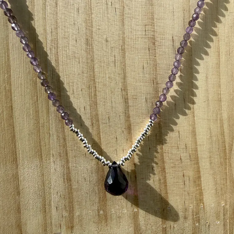 Collar gota y mostacillas de piedras y plata 1000  5