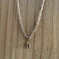 Collar con Herkimer o Cuarzo Diamante en plata 950 y mostacillas de plata 1000 y Cuarzo  - Miniatura 1