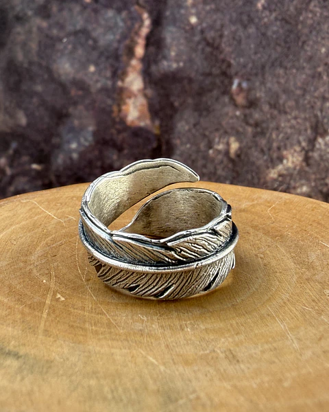 U Anillo Pluma Ajustable de Plata 950