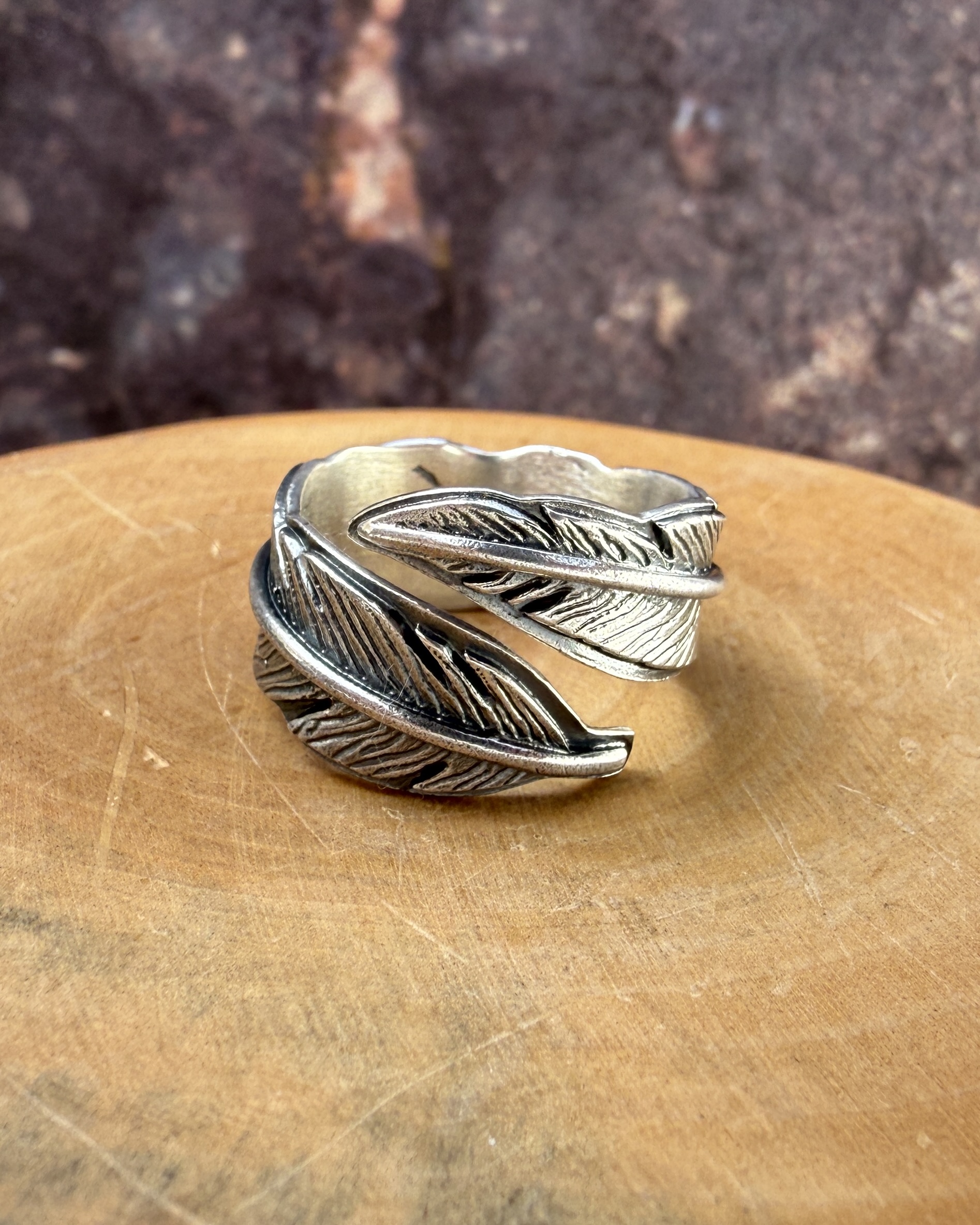 U Anillo Pluma Ajustable de Plata 950