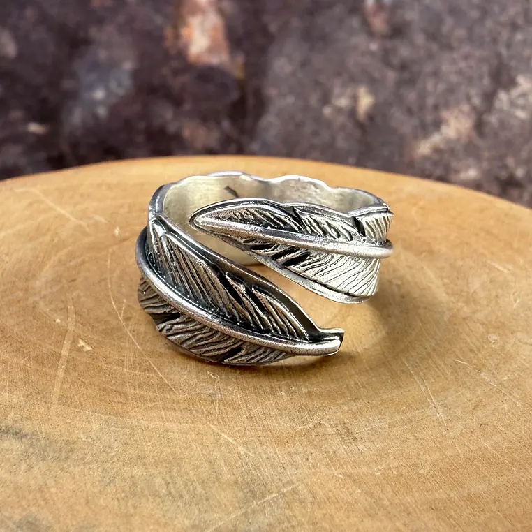 U Anillo Pluma Ajustable de Plata 950 1