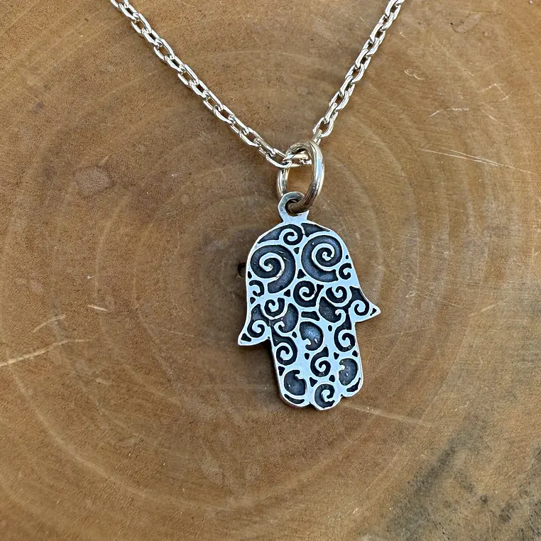 Medalla Mano de Hamsa de Plata 950 1