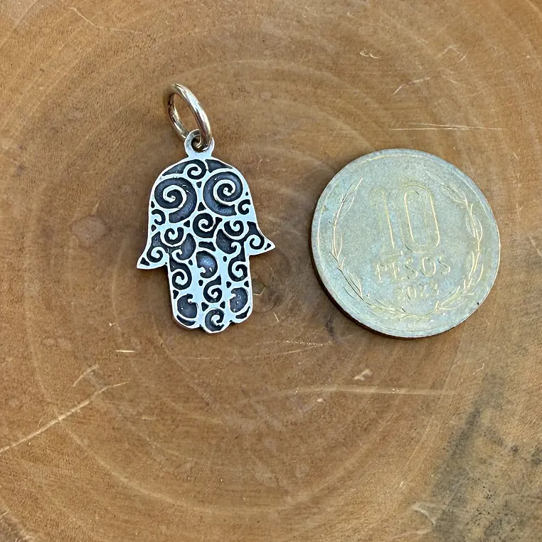 Medalla Mano de Hamsa de Plata 950 2