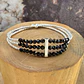 Pulsera elástica de 3 corridas de mostacillas de plata 1000 y piedras - Miniatura 4