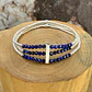 Pulsera elástica de 3 corridas de mostacillas de plata 1000 y piedras - Miniatura 5