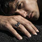 Anillo martillado plata 950 meteorito engaste suspendido - Miniatura 2