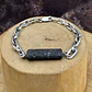 V Pulsera cadena eslabón grueso de plata 950 con piedra volcánica   - Miniatura 1