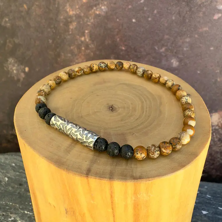 V Pulsera elástica Tubo Delgado de plata 950 con líneas y Piedras de 4mm 2