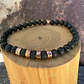 V Pulsera elástica con mostacillas de Cobre Martilladas y piedras de 6 mm - Miniatura 2