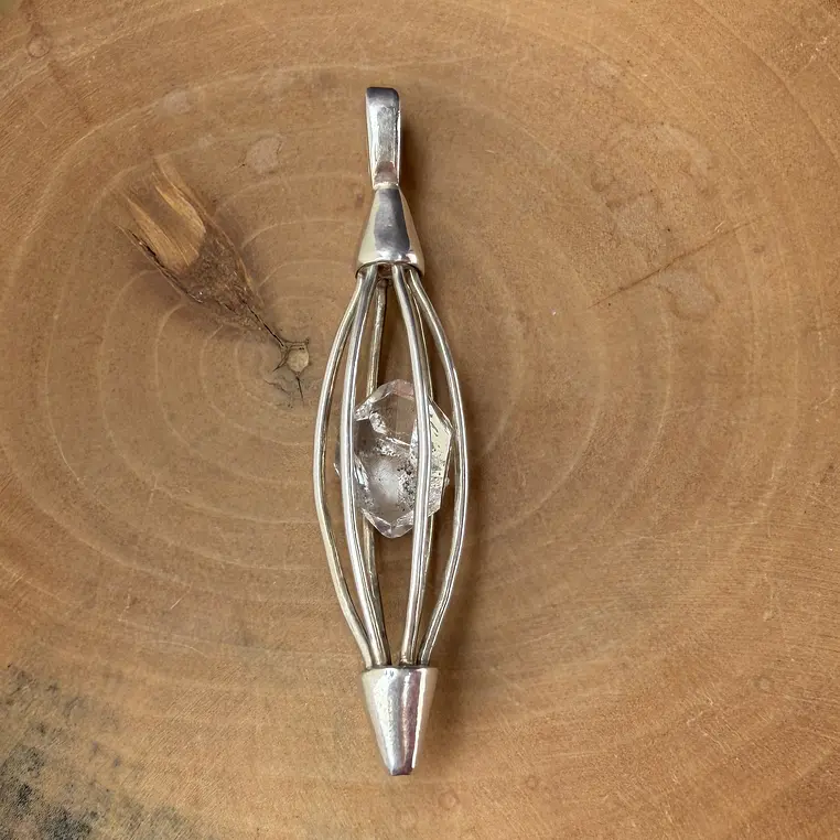Colgante Jaulita de plata 950 y Cuarzo Diamante Herkimer 2