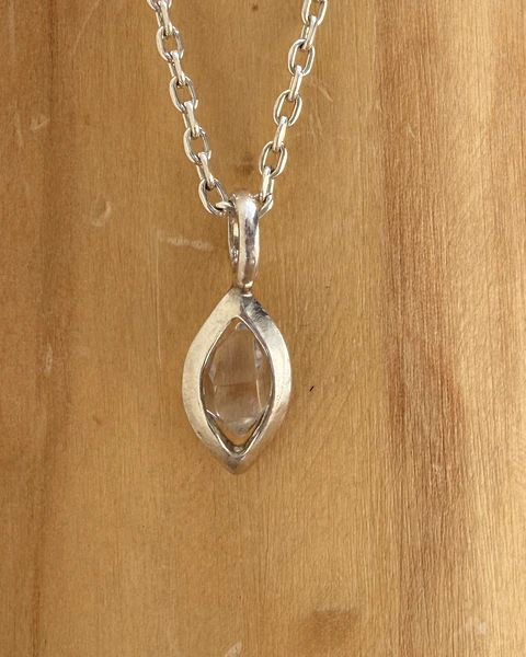  Colgante Ojiva de 1,5cm de plata 950 con Cuarzo Diamante Herkimer