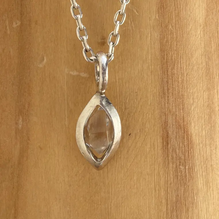  Colgante Ojiva de 1,5cm de plata 950 con Cuarzo Diamante Herkimer 2