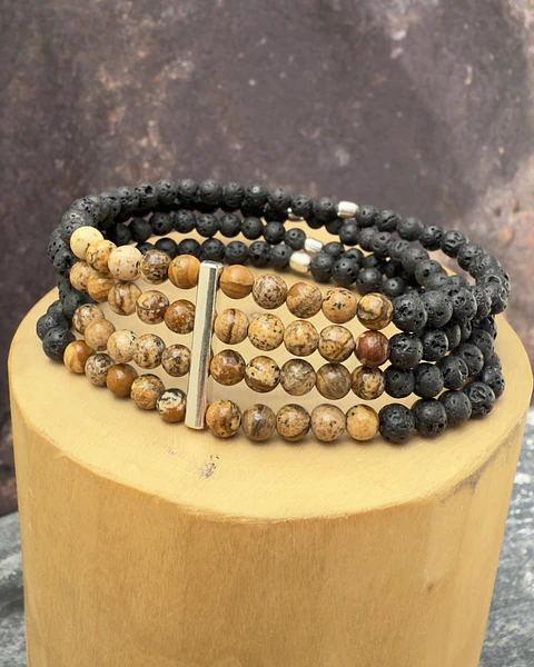 Pulsera elástica 4 hileras de piedra de 4mm y plata 950
