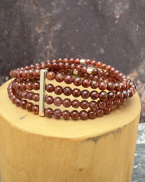 Pulsera elástica 4 hileras de piedra de 4mm y plata 950