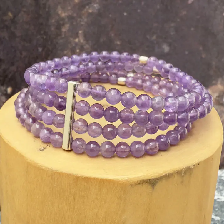 Pulsera elástica 4 hileras de piedra de 4mm y plata 950 3
