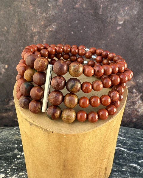 Pulsera elástica 4 hileras de piedra de 6mm 