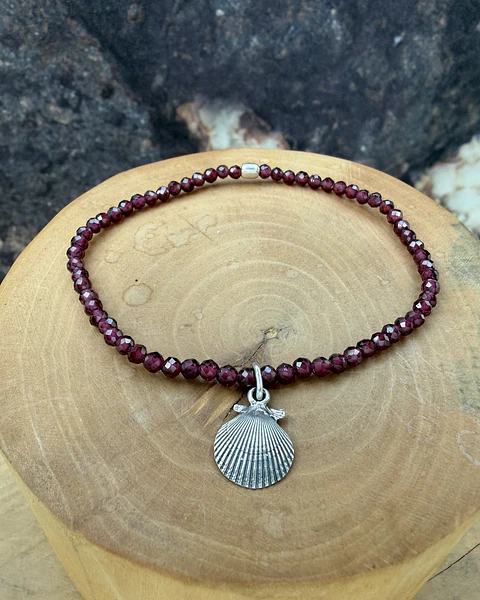 Pulsera elástica Ostión mini de plata 950 y Piedras 