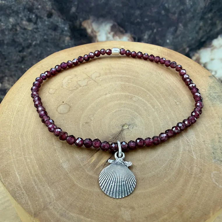 Pulsera elástica Ostión mini de plata 950 y Piedras  2