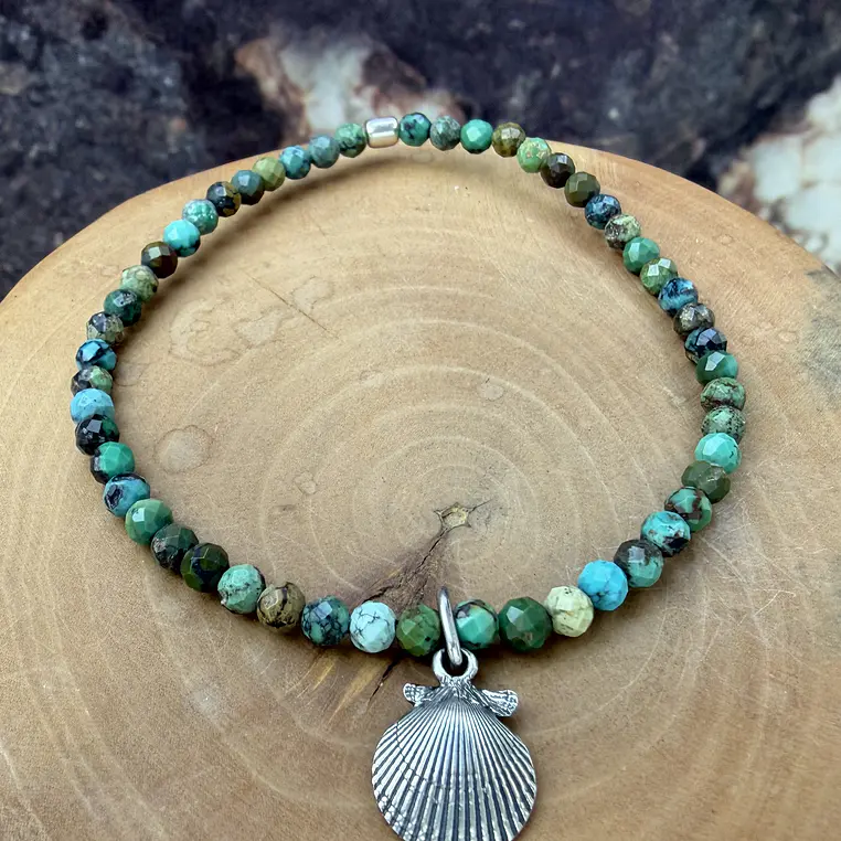 Pulsera elástica Ostión mini de plata 950 y Piedras  3