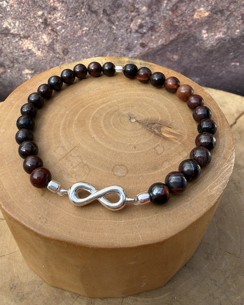 Pulsera elástica con infinito de plata 950 y piedras de 6mm