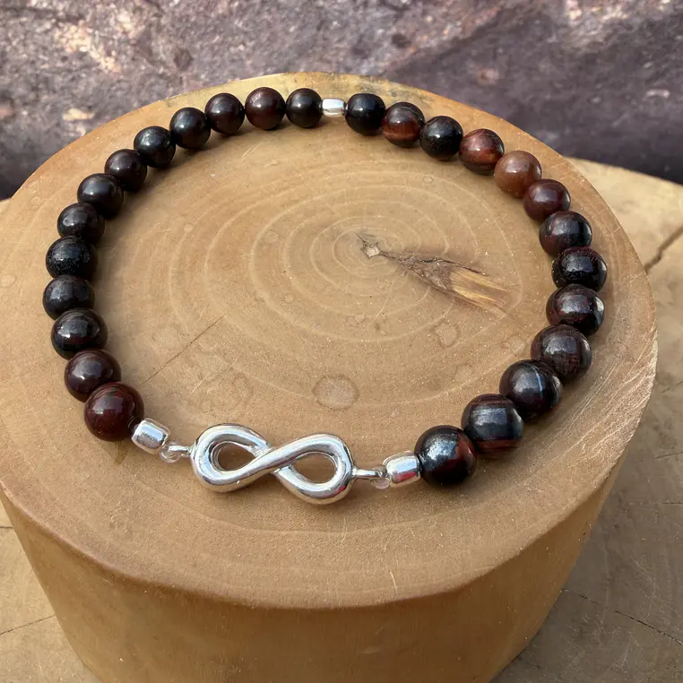 Pulsera elástica con infinito de plata 950 y piedras de 6mm 2